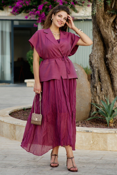 Жилет, платье Vittoria Queen 28013 винный - фото 1