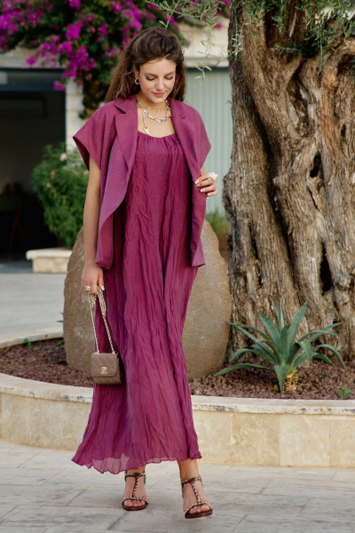 Жилет, платье Vittoria Queen 28013 винный - фото 5