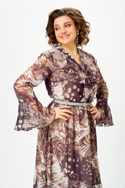 Платье ANASTASIA MAK 1280 бежево-коричневый - фото 7