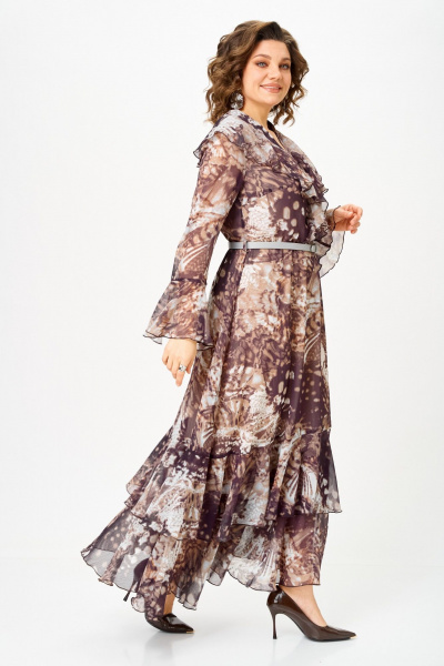 Платье ANASTASIA MAK 1280 бежево-коричневый - фото 6
