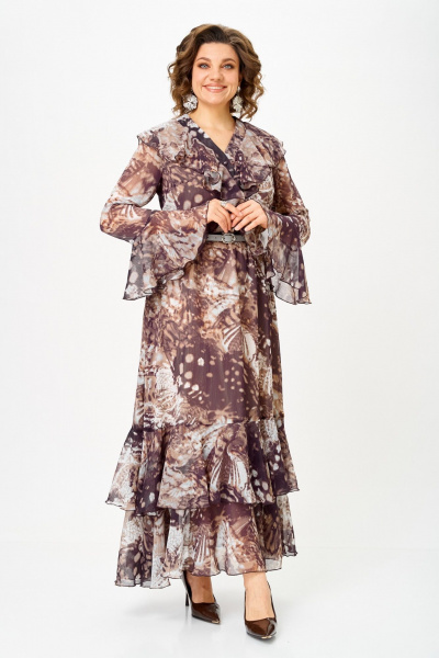 Платье ANASTASIA MAK 1280 бежево-коричневый - фото 1
