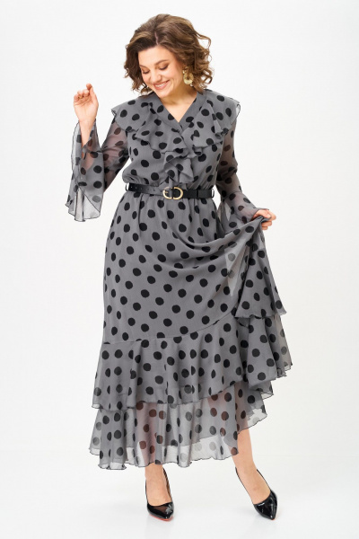 Платье ANASTASIA MAK 1280 серый+черный - фото 10