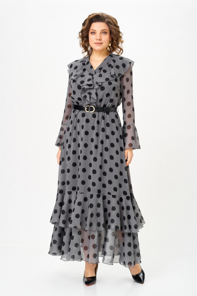 Платье ANASTASIA MAK 1280 серый+черный - фото 2