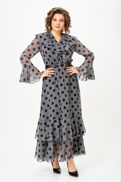 Платье ANASTASIA MAK 1280 серый+черный - фото 1