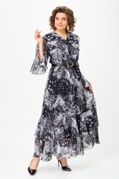 Платье ANASTASIA MAK 1280 серый+черный_мультиколор - фото 3