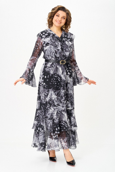 Платье ANASTASIA MAK 1280 серый+черный_мультиколор - фото 2