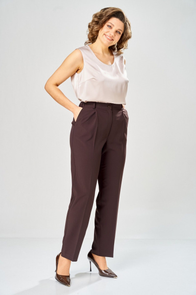 Брюки, жакет ANASTASIA MAK 1315 коричневый+пудра - фото 8