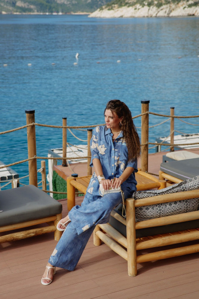 Блуза, брюки Vittoria Queen 28843 синий-меланж - фото 6