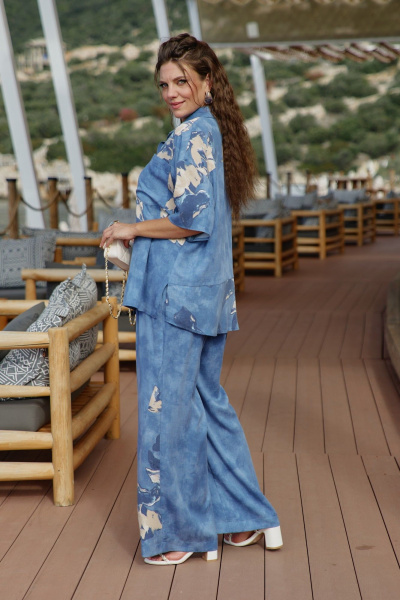 Блуза, брюки Vittoria Queen 28843 синий-меланж - фото 5