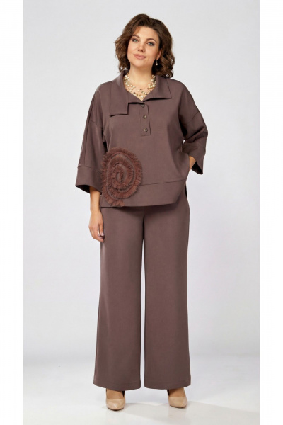 Блуза, брюки ZigzagStyle 559-2 шоколадный мусс - фото 1