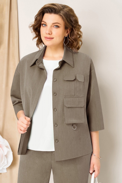 Блуза, брюки, жакет VOLNA 1463 бежевый - фото 4