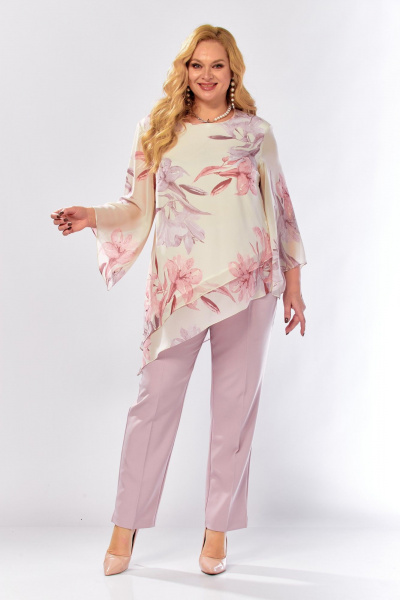Блуза, брюки Элль-стиль 2459 пудрово-бежевый - фото 18