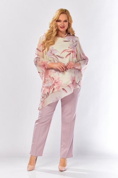 Блуза, брюки Элль-стиль 2459 пудрово-бежевый - фото 15