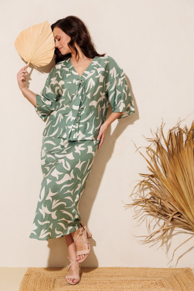 Блуза, юбка Mubliz 244 олива - фото 14