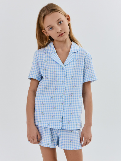 Рубашка, шорты Mark Formelle 567745/25-39634ПП-0 голубая_клетка_с_цветами - фото 1