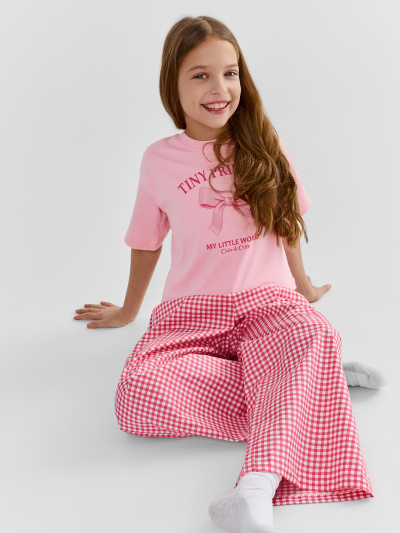 Брюки, футболка Mark Formelle 567749/25-39521ПП-14 розовый_розовая_клетка_3_сл_на_пол - фото 1