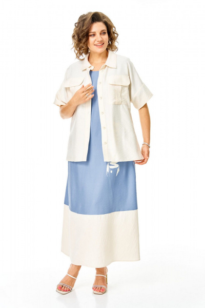 Блуза, платье VI ORO VR-1256 голубой-молочный - фото 23