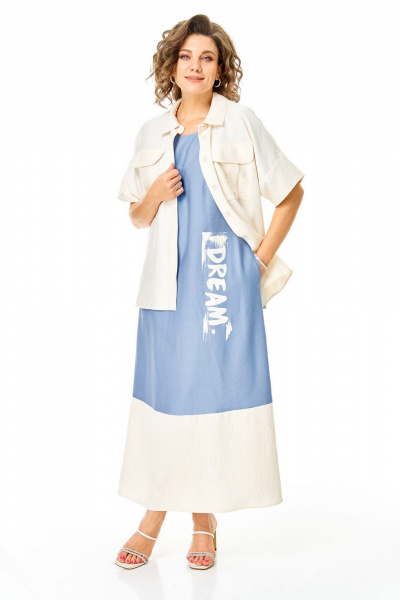 Блуза, платье VI ORO VR-1256 голубой-молочный - фото 22