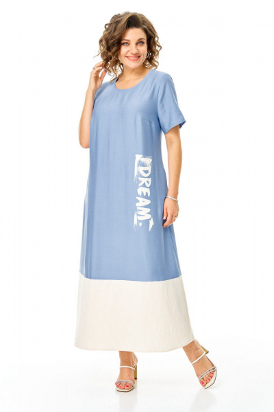 Блуза, платье VI ORO VR-1256 голубой-молочный - фото 15