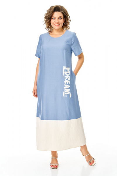 Блуза, платье VI ORO VR-1256 голубой-молочный - фото 12