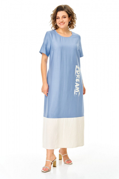 Блуза, платье VI ORO VR-1256 голубой-молочный - фото 11