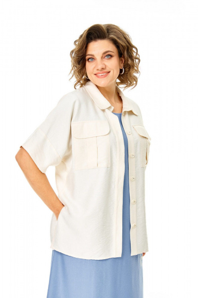 Блуза, платье VI ORO VR-1256 голубой-молочный - фото 9