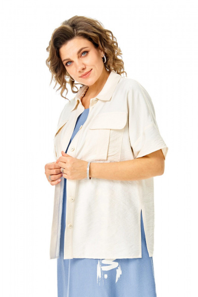 Блуза, платье VI ORO VR-1256 голубой-молочный - фото 6