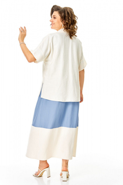 Блуза, платье VI ORO VR-1256 голубой-молочный - фото 4