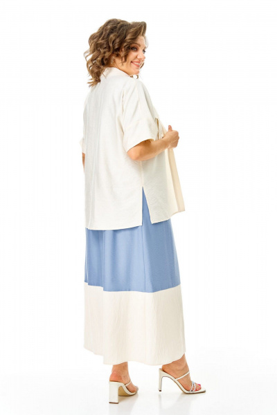 Блуза, платье VI ORO VR-1256 голубой-молочный - фото 3