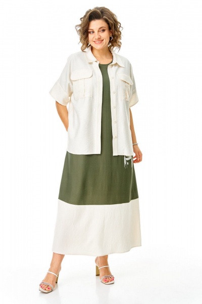 Блуза, платье VI ORO VR-1256 олива-молочный - фото 22