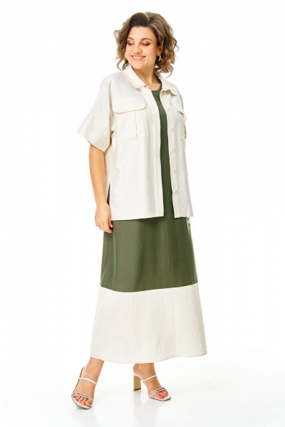 Блуза, платье VI ORO VR-1256 олива-молочный - фото 21