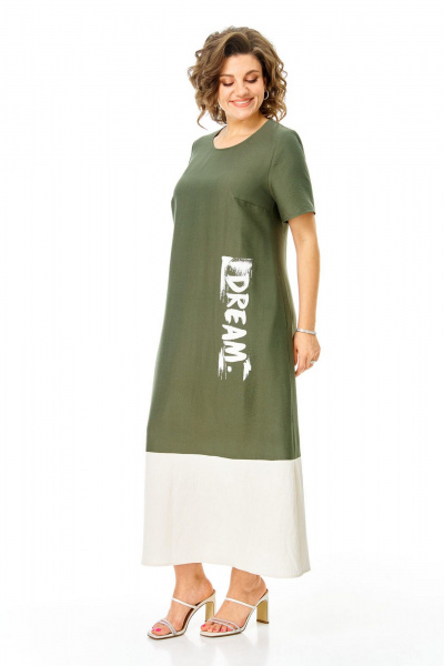 Блуза, платье VI ORO VR-1256 олива-молочный - фото 15