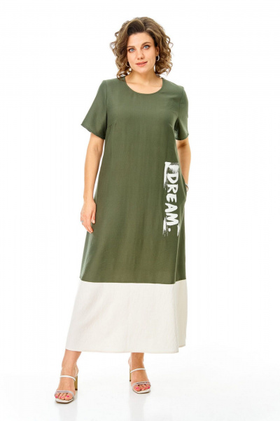 Блуза, платье VI ORO VR-1256 олива-молочный - фото 13