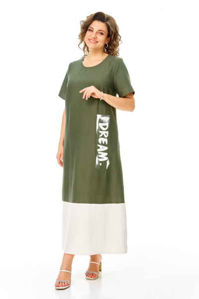 Блуза, платье VI ORO VR-1256 олива-молочный - фото 12