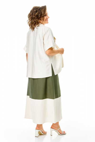 Блуза, платье VI ORO VR-1256 олива-молочный - фото 10