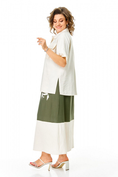 Блуза, платье VI ORO VR-1256 олива-молочный - фото 9