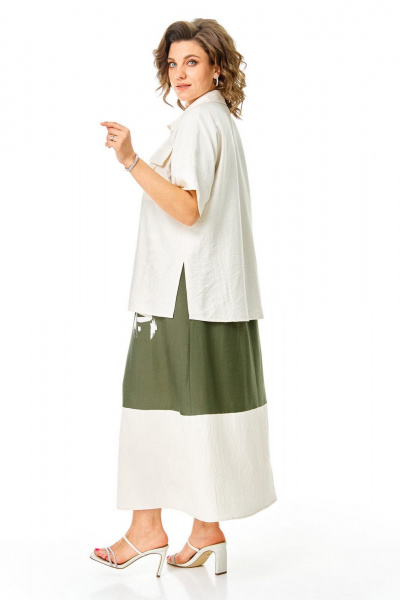 Блуза, платье VI ORO VR-1256 олива-молочный - фото 8
