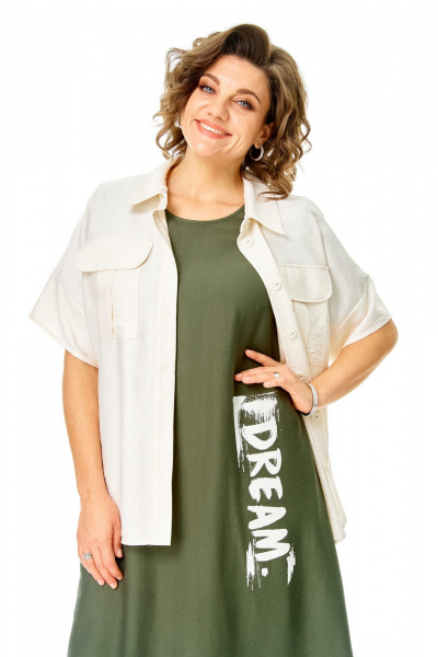 Блуза, платье VI ORO VR-1256 олива-молочный - фото 5