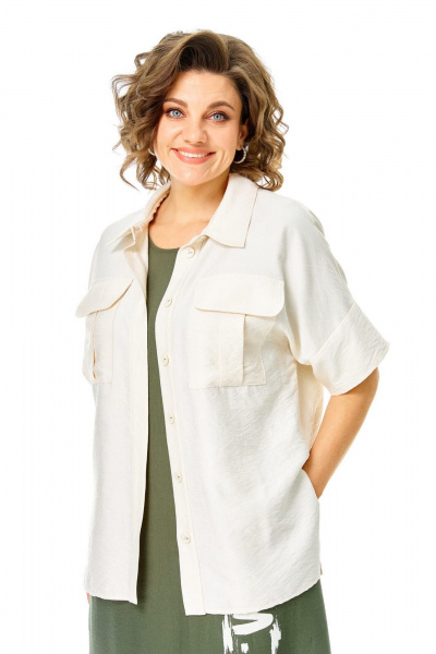 Блуза, платье VI ORO VR-1256 олива-молочный - фото 4