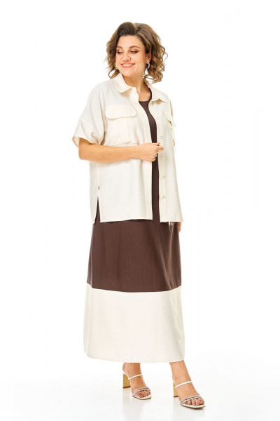 Блуза, платье VI ORO VR-1256 шоколад-молочный - фото 30