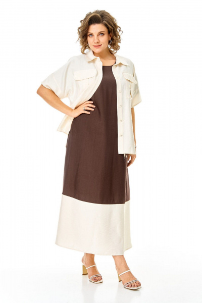 Блуза, платье VI ORO VR-1256 шоколад-молочный - фото 24