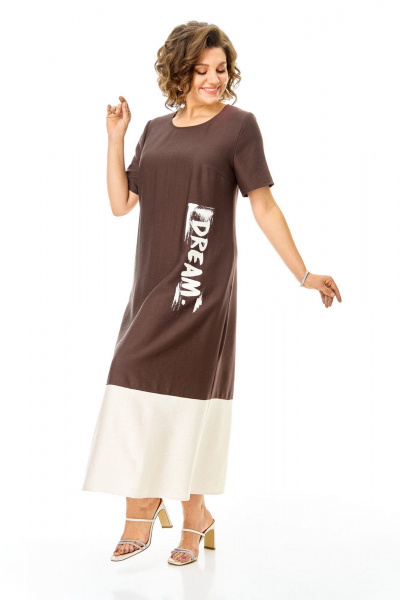 Блуза, платье VI ORO VR-1256 шоколад-молочный - фото 21