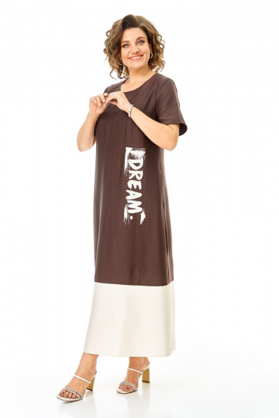 Блуза, платье VI ORO VR-1256 шоколад-молочный - фото 20