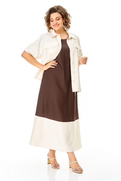 Блуза, платье VI ORO VR-1256 шоколад-молочный - фото 19
