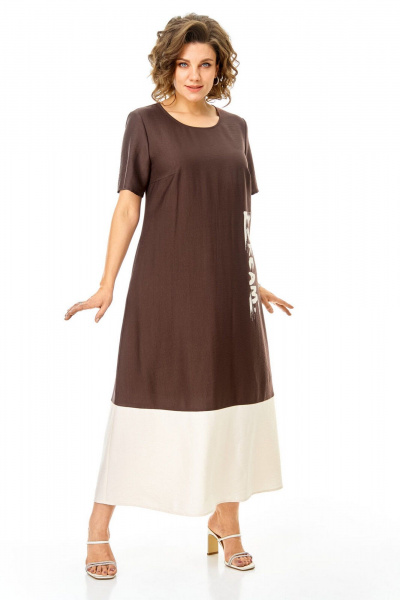 Блуза, платье VI ORO VR-1256 шоколад-молочный - фото 18