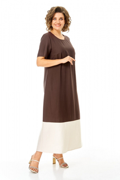Блуза, платье VI ORO VR-1256 шоколад-молочный - фото 17