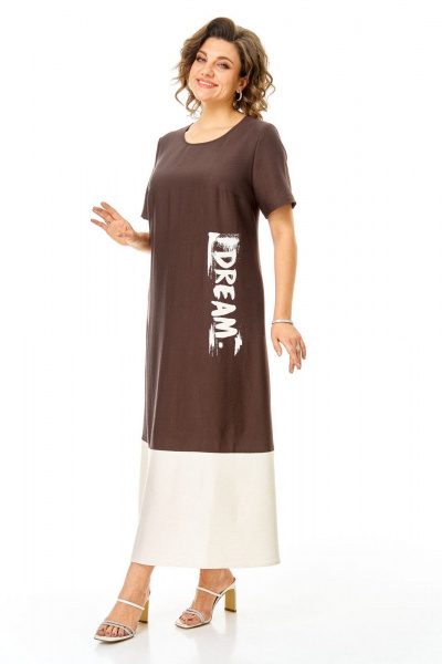 Блуза, платье VI ORO VR-1256 шоколад-молочный - фото 16