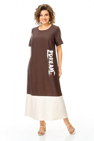 Блуза, платье VI ORO VR-1256 шоколад-молочный - фото 14