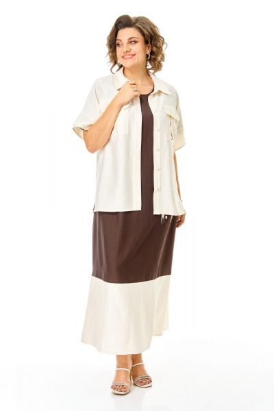 Блуза, платье VI ORO VR-1256 шоколад-молочный - фото 9