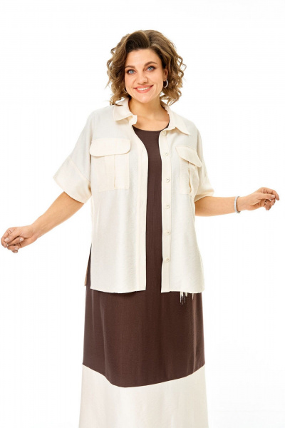 Блуза, платье VI ORO VR-1256 шоколад-молочный - фото 7